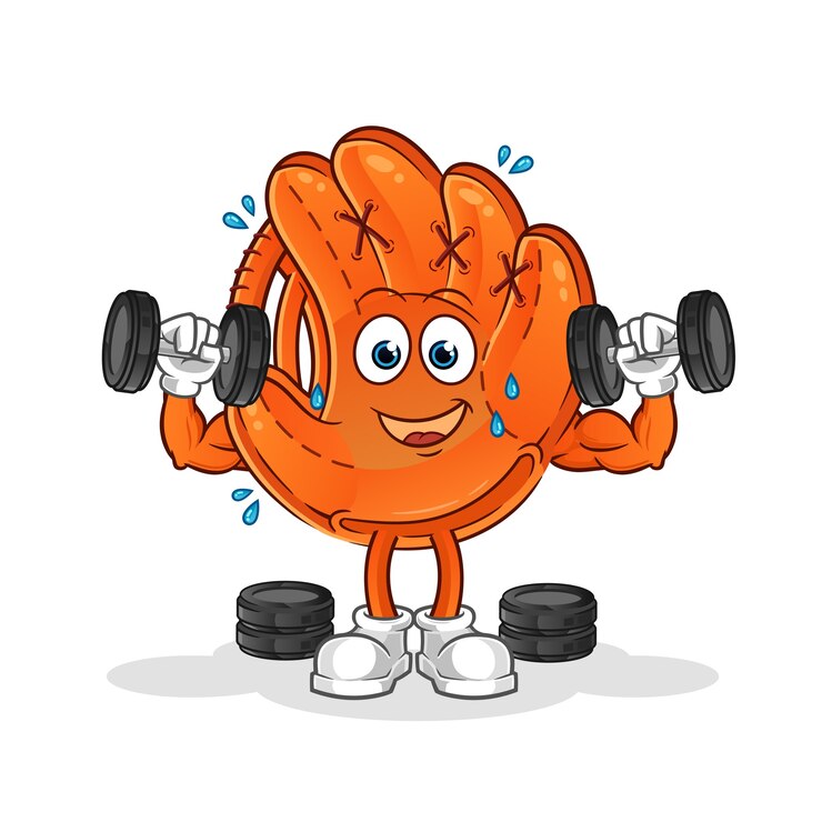 Vector ilustración de entrenamiento con pesas de guante de béisbol