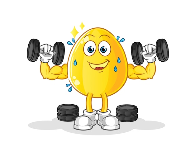Ilustración de entrenamiento con pesas de huevo dorado.