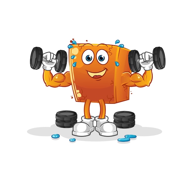 Ilustración de entrenamiento con pesas de ladrillo. vector de caracteres