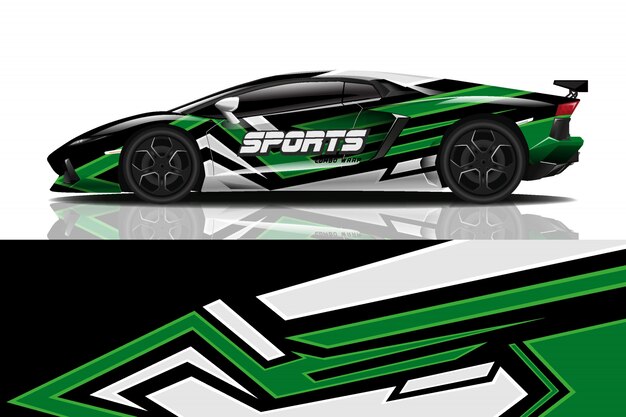 Ilustración de envoltura de calcomanía de coche deportivo