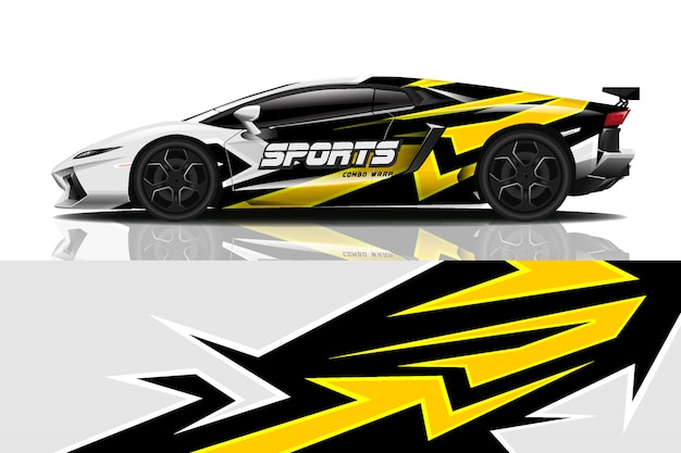 Ilustración de envoltura de calcomanía de coche deportivo