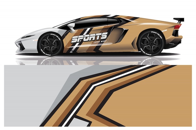 Ilustración de envoltura de calcomanía de coche deportivo