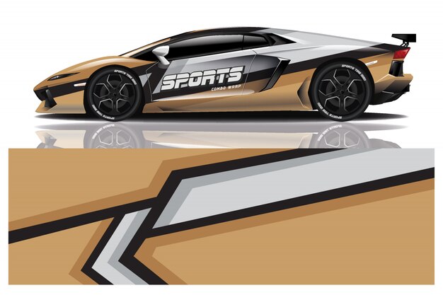 Ilustración de envoltura de calcomanía de coche deportivo