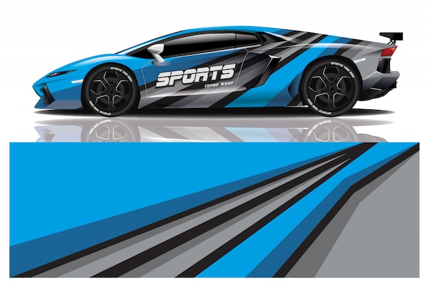 Ilustración de envoltura de calcomanía de coche deportivo