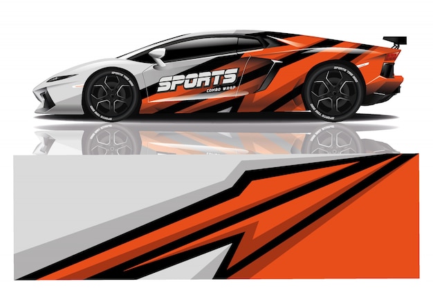 Ilustración de envoltura de calcomanía de coche deportivo