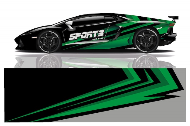 Ilustración de envoltura de calcomanía de coche deportivo