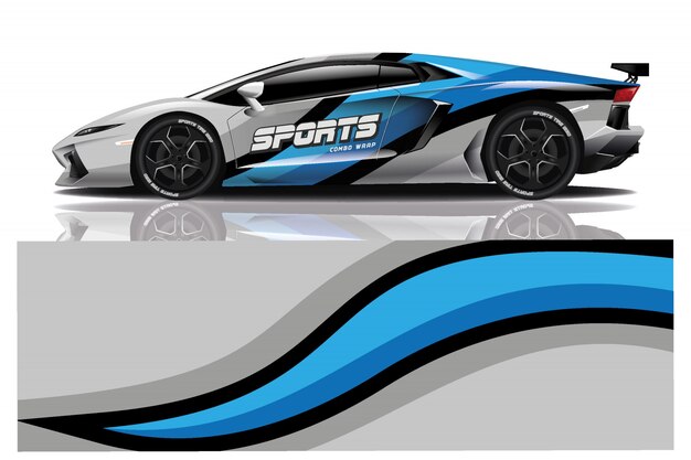 Ilustración de envoltura de calcomanía de coche deportivo