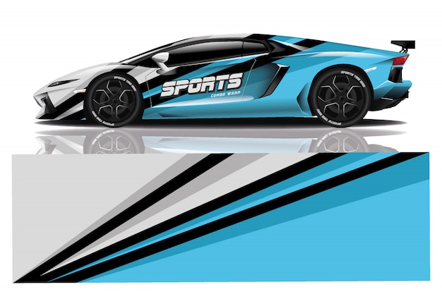 Ilustración de envoltura de calcomanía de coche deportivo