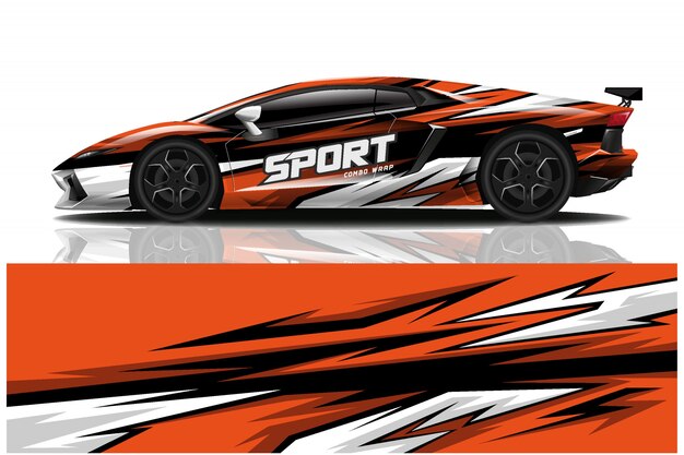 Ilustración de envoltura de calcomanía de coche deportivo