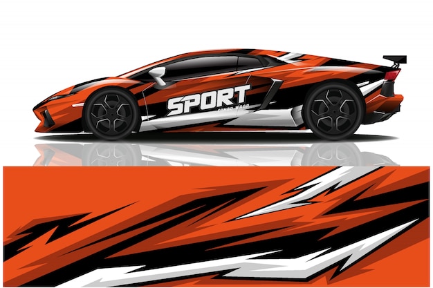 Ilustración de envoltura de calcomanía de coche deportivo