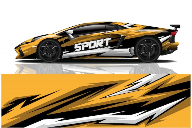 Ilustración de envoltura de calcomanía de coche deportivo