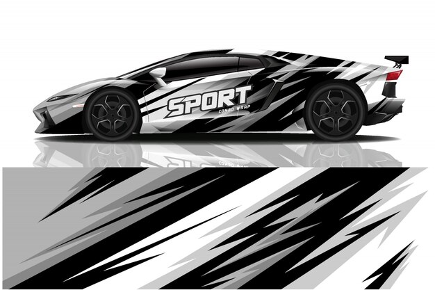 Ilustración de envoltura de calcomanía de coche deportivo