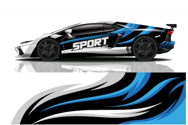 Ilustración de envoltura de calcomanía de coche deportivo