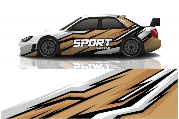 Ilustración de envoltura de calcomanía de coche deportivo