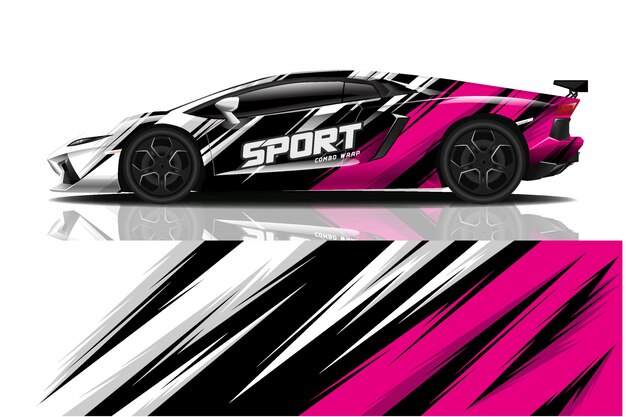 Ilustración de envoltura de calcomanía de coche deportivo