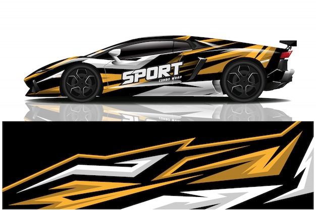 Ilustración de envoltura de calcomanía de coche deportivo