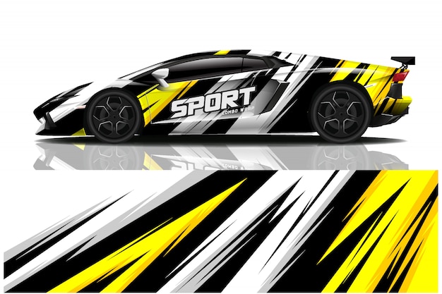 Ilustración de envoltura de calcomanía de coche deportivo