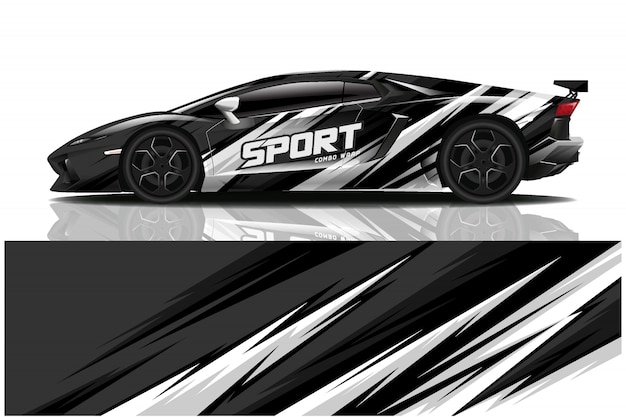 Ilustración de envoltura de calcomanía de coche deportivo