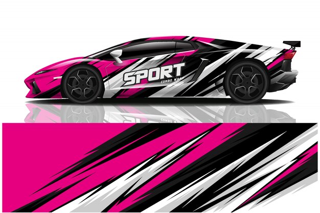 Ilustración de envoltura de calcomanía de coche deportivo