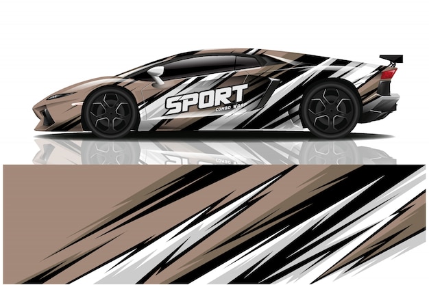 Ilustración de envoltura de calcomanía de coche deportivo