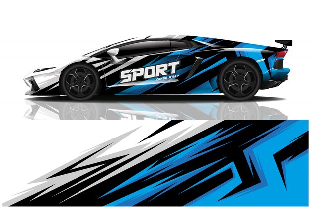Ilustración de envoltura de calcomanía de coche deportivo