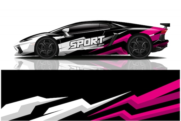 Ilustración de envoltura de calcomanía de coche deportivo