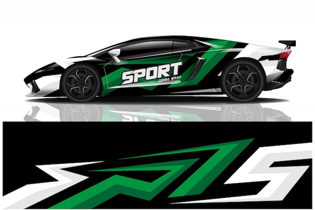 Ilustración de envoltura de calcomanía de coche deportivo