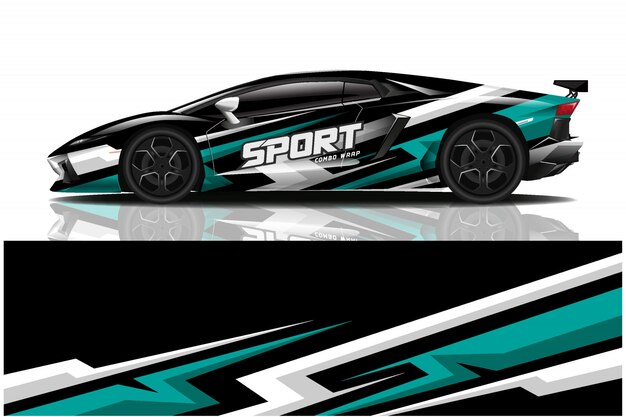 Ilustración de envoltura de calcomanía de coche deportivo