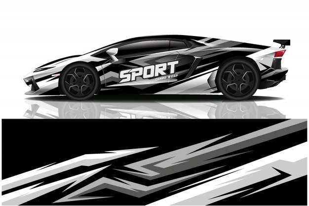 Ilustración de envoltura de calcomanía de coche deportivo