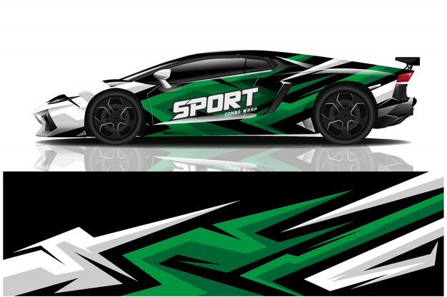 Ilustración de envoltura de calcomanía de coche deportivo