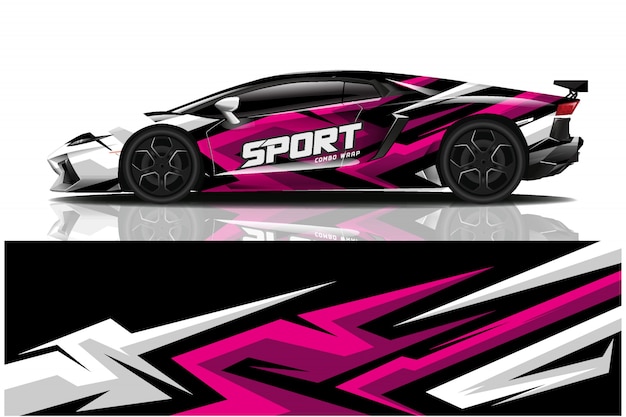 Ilustración de envoltura de calcomanía de coche deportivo