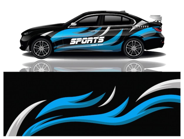 Ilustración de envoltura de calcomanía de coche deportivo