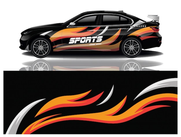 Ilustración de envoltura de calcomanía de coche deportivo