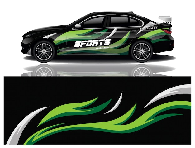 Ilustración de envoltura de calcomanía de coche deportivo