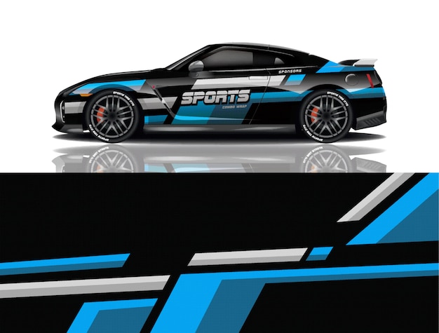 Ilustración de envoltura de calcomanía de coche deportivo