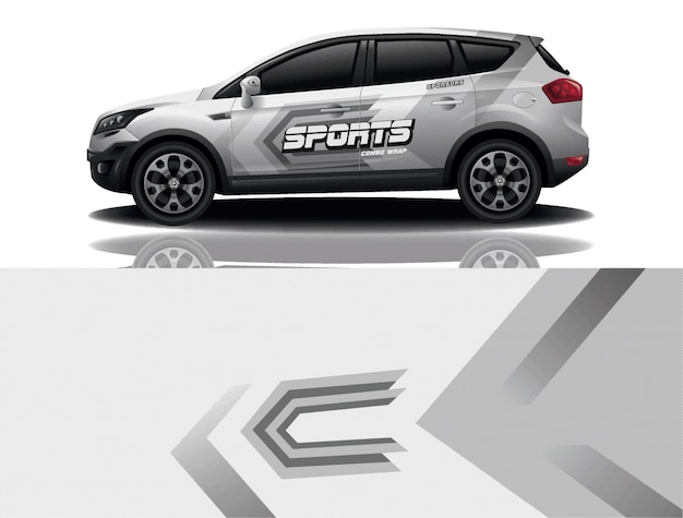 Vector ilustración de envoltura de calcomanía de coche deportivo