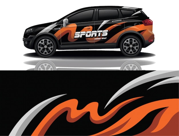 Ilustración de envoltura de calcomanía de coche deportivo