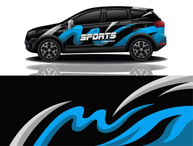 Ilustración de envoltura de calcomanía de coche deportivo
