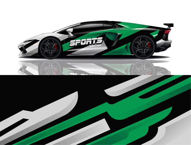 Ilustración de envoltura de calcomanía de coche deportivo