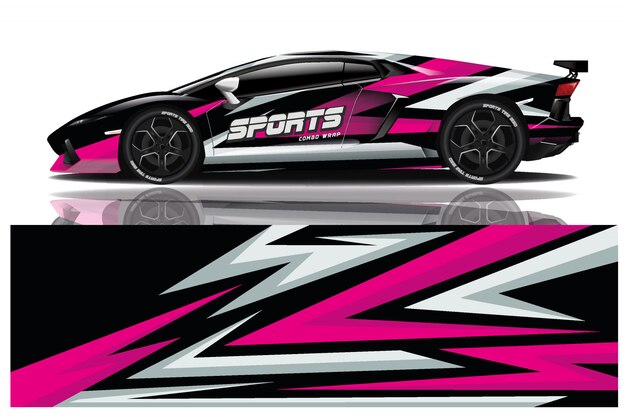 Ilustración de envoltura de calcomanía de coche deportivo