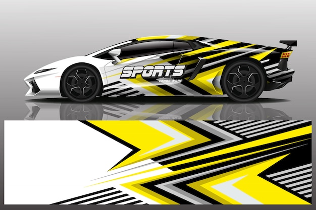 Ilustración de envoltura de calcomanía de coche deportivo