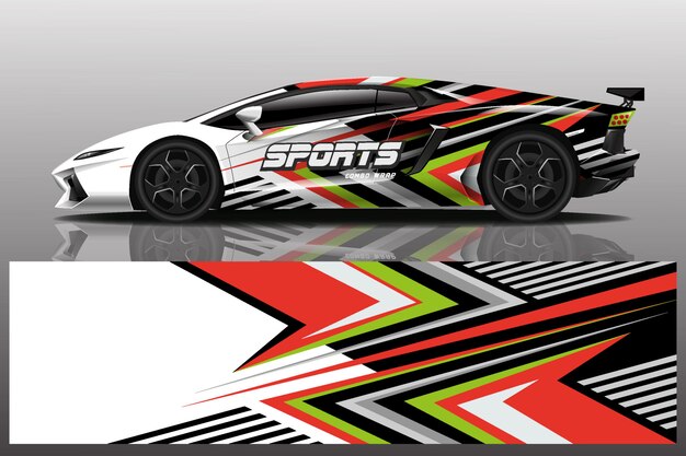 Ilustración de envoltura de calcomanía de coche deportivo