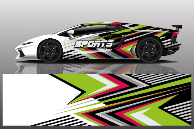 Ilustración de envoltura de calcomanía de coche deportivo