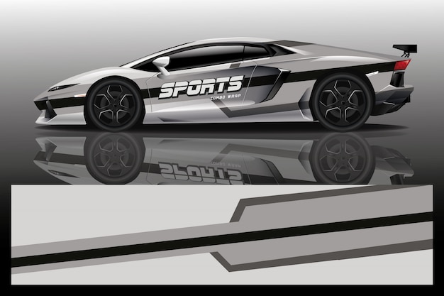 Ilustración de envoltura de calcomanía de coche deportivo