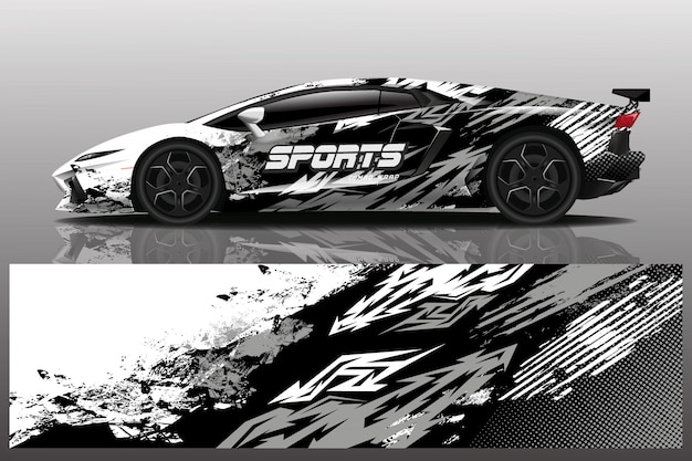 Ilustración de envoltura de calcomanía de coche deportivo