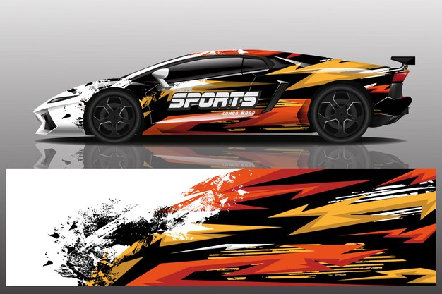 Ilustración de envoltura de calcomanía de coche deportivo