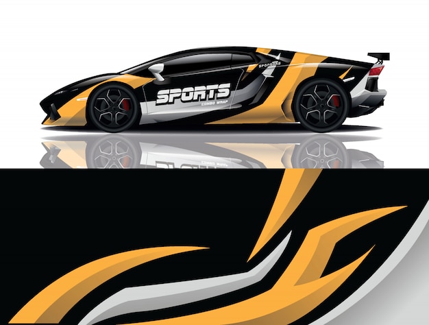 Ilustración de envoltura de calcomanía de coche deportivo