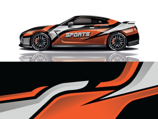 Ilustración de envoltura de calcomanía de coche deportivo