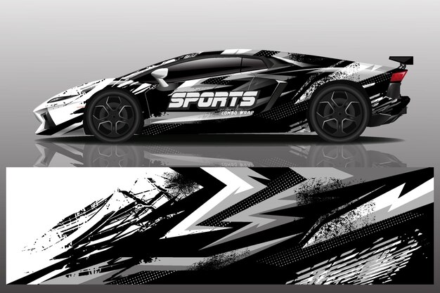 Ilustración de envoltura de calcomanía de coche deportivo