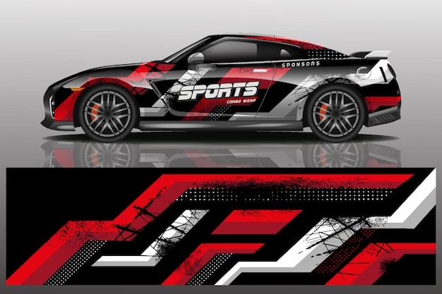 Ilustración de envoltura de calcomanía de coche deportivo